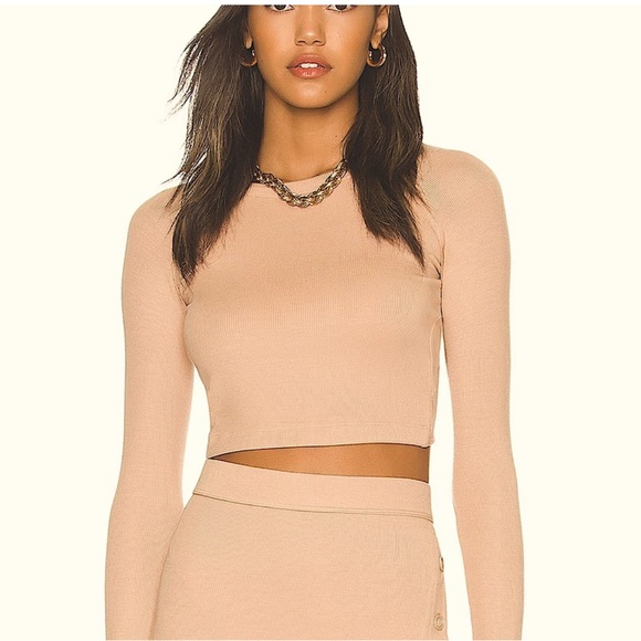 NEW WITH TAGS ALIX NYC COLES LONG SLEEVE CROP TOP WITH CUT-OUTS - Picture 2 of 7